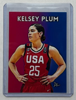 Tarjeta coleccionable Kelsey Plum edición limitada firmada por artista equipo EE. UU. 4/10 Foto 1 de 2