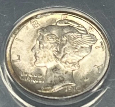 1916 MERCURY SILVER DIME ANACS MS64 FSB..NICE!!ACTUAL COIN #WF11 - Image 1 of 4