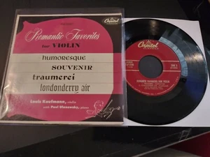 Louis Kaumann - Romantic Favorites For Violin VG+ EP 45 Record & Pic Sleeve 1953 - Picture 1 of 5