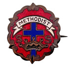 Vintage Methodist Sunday School Pin Littles System Cross and Crown Enamel