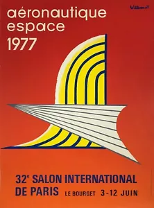 Aeronautique Espace Villemot Original 1977 Paris Space Show Poster Linen Backed - Picture 1 of 4