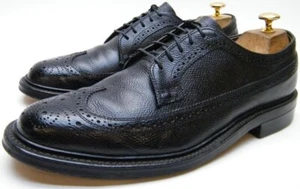 MENS VTG WALK OVER BLK PEBBLED WINGTIP LEATHER OXFORD DRESS SHOES SZ 10.5~1/2 D - Picture 1 of 8