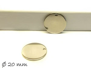 4 uds. Colgante placas de sello en blanco redondo acero inoxidable, Ø 20 mm, plata - Imagen 1 de 1