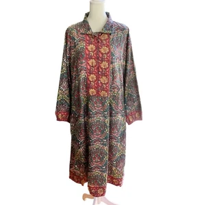 Victoria Dunn Floral Cotton Dress Block Print Size Large Boho Cottagecore NWT - Picture 1 of 12
