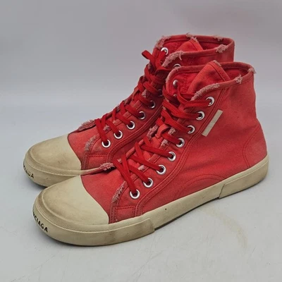 Balenciaga Paris High Top Sneakers Shoes Mens US 12 Red Destroyed 688752 - Image 1 of 4