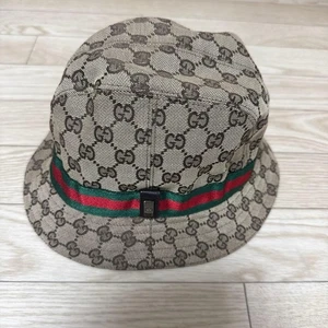 Seltener GUCCI GG Muster Fischerhut - beige, grün/rot gestreift, Italy Made - Größe L - Bild 1 von 5