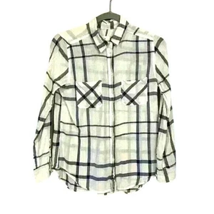 Top a Cuadros Para Mujer S Blanco Azul Transparente Suave East Coast Prep Costero Botón Shi - Imagen 1 de 6