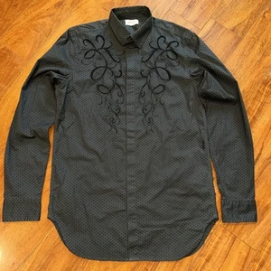 DIESEL Embroidered Shirt Sz L Gray Pearl Buttons Western - Picture 1 of 12
