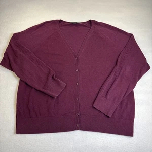 Banana Republic Cotton Blend Cardigan Woman's XL Wine Purple Button Up - Picture 1 of 10