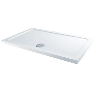 HYDROLUX Modern Rectangular Shower Tray 1700x800mm Low Profile Lightweight White Waste