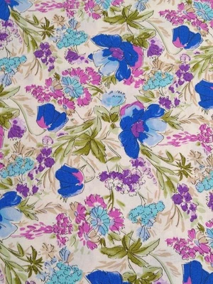 ROSE & HUBBLE 100% cotton quilting fabric floral flowers blue pink purple 5 yard - Image 1 of 4