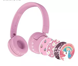 Blue/Pink 2 BuddyPhones POP Fun Foldable Bluetooth Wireless Kids Headphones Mic - Picture 1 of 20