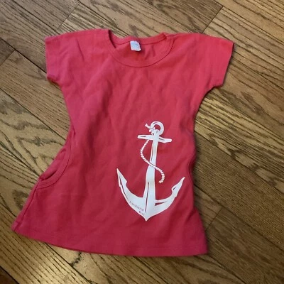 Niñas Pequeñas Talla 2 Monag Envío Ancla Rosa Top Bolsillos Kennebunkport Maine Foto 1 de 4