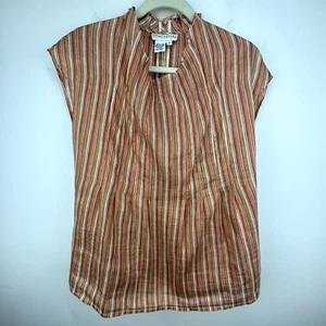 Doncaster Womens Cap Sleeve Linen Blend Tunic Size 8 Orange Multicolor Stripe - Picture 1 of 6