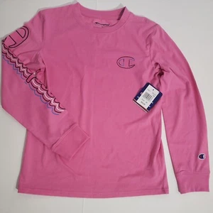 Champion Authentic Long Sleeve T Shirt ~ Unisex Large  pink  Crew Neck - Picture 1 of 10