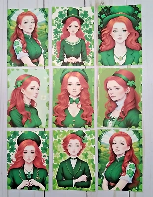 9 Damas Día de San Patricio~Tarjetas con cartas de bolsillo~Libros de recortes~Diarios basura~Artesanías Foto 1 de 3