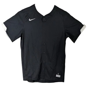 Kids Baseball Practice Shirt Black Nike Boys Large Team Game Player Blank Jersey - Picture 1 of 10