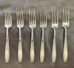 Six Ambassador Dinner Forks 1847 Rogers Silverplate Vintage Flatware - Picture 1 of 3