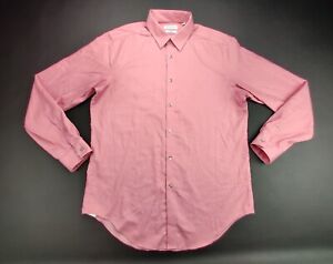 Calvin Klein Slim Fit Steel+ Herringbone Men's Large Long Sleeve Soft Pink Shirt