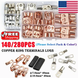 140/280 SC Ring Terminal Lugs Bare Copper Battery Welding Crimp Wire Connectors - Picture 1 of 17
