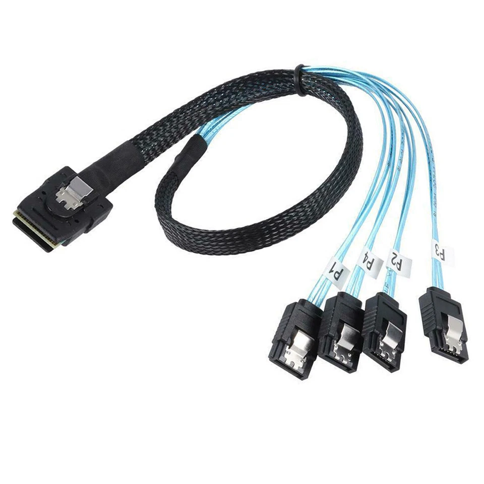 Bolwins Mini SAS SFF 8087 36P auf 4x SATA 7-Pin Adapterkabel - Schwarz/Blau
