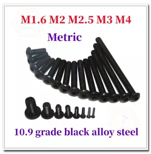 M1.6 M2 M2.5 M3 M4 Métrico Negro Aleación Acero Hexagonal Enchufe Botón Cabeza Tornillo Pernos - Imagen 1 de 65