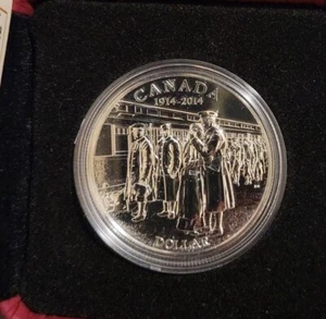 2014 CANADA $1 SILVER 99.99% UNCIRCULATED 100th ANNIVERSARY OF WW1 +BOX/CASE/COA - Picture 1 of 9