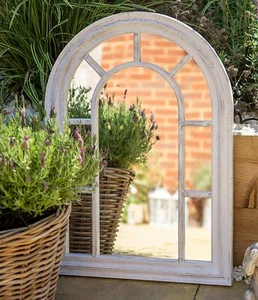 70x50cm White rustic look Vintage Shabby Chic Window Style Arched Mirror Frame - Picture 1 of 1