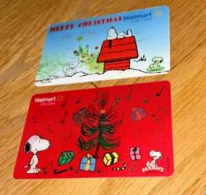 2-2000er Vintage LINSEN Walmart ERDNÜSSE/SNOOPY Geschenkkarten (KEIN WERT) - Bild 1 von 10