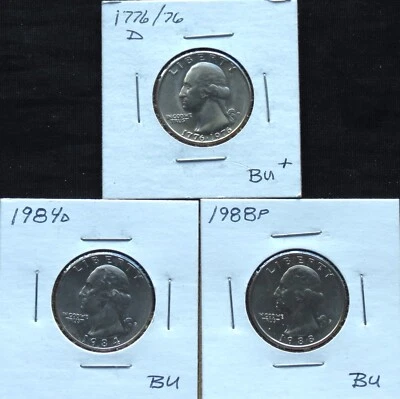 1976D BU+, 1984D BU, 1988P  BU,  4M29JRCS-1-2-3 Wash QTS - Image 1 of 4
