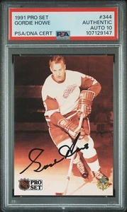 GORDIE HOWE 1991 Pro Set #344 PSA 10 Auto - Picture 1 of 2