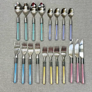19 Piece Multi Colors Hampton Stainless Flatware Plastic Handle Service for 4 - Picture 1 of 8
