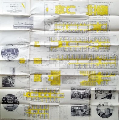 SS Strathnaver P.&O. S. N. Co. One Class Deck Plan Brochure Fold Out Poster 1960 - Image 1 of 4