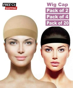 2-20 pcs Wig Cap Unisex Hair Liner Breathable Stocking Stretch Net Nude Black - Picture 1 of 15