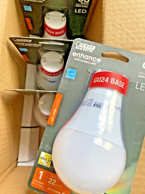 (4) FEIT 8.8 watt LED lamp bulb, GU24 base, 2pin, Alamp, 2700k, Warm light, NEW - Image 1 of 3