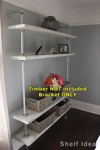 Rustic Industrial Pipe Shelf Storage TV Unit Wall Mount Shelving Brackets BS034C - Picture 1 of 5