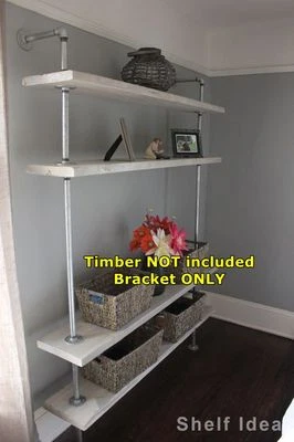 Rustic Industrial Pipe Shelf Storage TV Unit Wall Mount Shelving Brackets BS034C - image 1 of 4