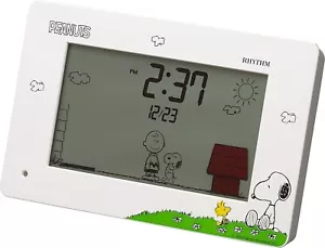 Rhythm Digital Alarm Clock Peanuts Snoopy R79 Calendar & Sensor 8RDA79MS03 New - Picture 1 of 8