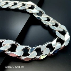925 Solid Sterling Silver Classic Curb Chain Heavy Chunky Necklace 24" 26" 220gr - Picture 1 of 8