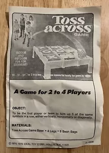 Vintage 1974 1976 Toss Across Game Instructions - Picture 1 of 3
