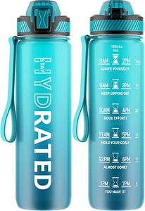 Trinkflasche mit Strohhalm, 32Oz Motivierende Wasserflaschen mit Zeitmarkierung zum Dri - Bild 1 von 12