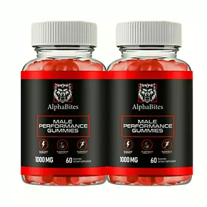 2-Pack AlphaBites Male Gummies - Alpha Bites Natural Support For Men-120 Gummies - Picture 1 of 6