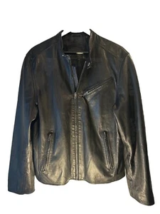 Murano Black Genuine Lamb Skin Leather Jacket Men’s L, Zippers Inside and Out. - Picture 1 of 16