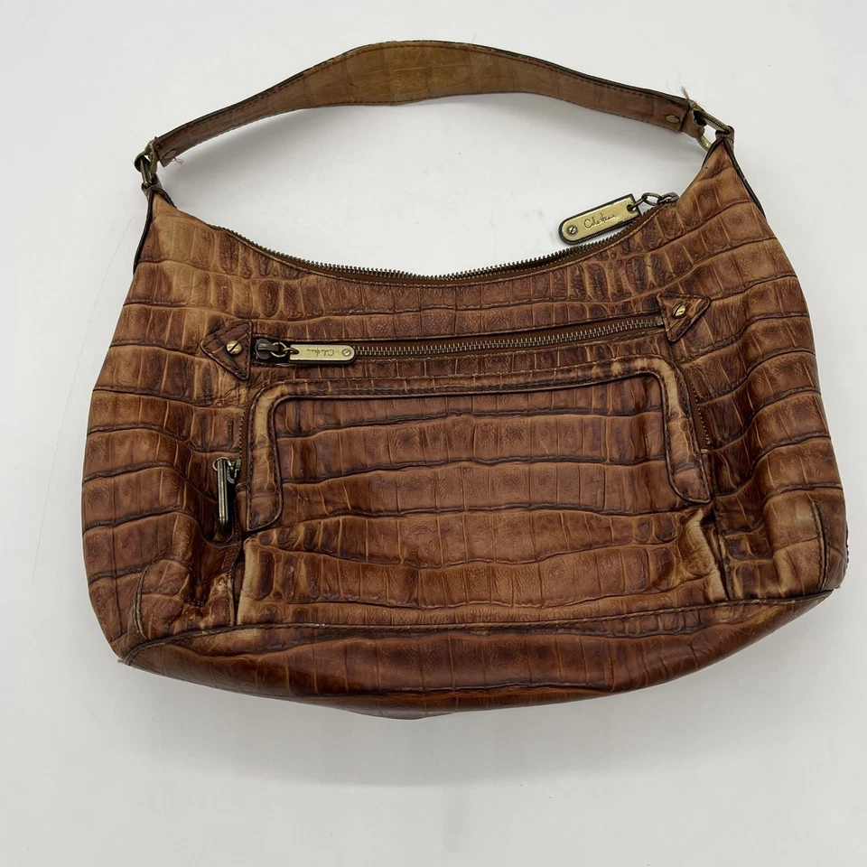 Cartera de cuero marrón con estampado de cocodrilo Cole Haan Foto 1 de 4