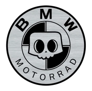 Logo adhésif gravé BMW SKULL Motorrad Café Racer - 5,5cm x 5,5cm - ép. 1mm - Imagen 1 de 2