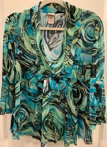 Covington Women's Size L Multicolor Blouse Overlay Built-in Tank Super Cute! - Picture 1 of 7