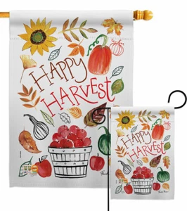 Happy Harvest Garden Flag & Autumn Fall Decorative Small Gift Yard House Banner - Picture 1 of 17