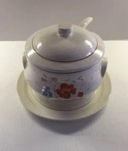 Vintage Treasure Craft Gold Speckled Floral Tureen 4 pieces Set Made in USA - Picture 1 of 12