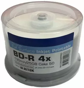 100 x Traxdata Ritek Pro serie Blu-Ray 4x grabables por inyección de tinta imprimibles BD-R 25G - Imagen 1 de 1