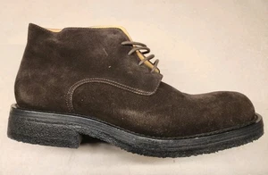 Sergio Rossi Black Suede Oxford Shoes With Black Crepe Rubber Sole Sz 11.5 US - Picture 1 of 10